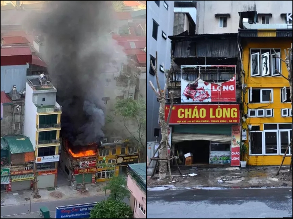 Hà Nội: Ngôi nhà bất ngờ bốc cháy dữ dội trên phố Lê Văn Thiêm - Ảnh 1