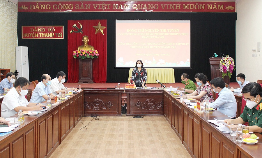 Phó Bí thư Thường trực Thành ủy Nguyễn Thị Tuyến: Huyện Thanh Trì cần nâng cao hơn nữa mức độ phòng, chống dịch bệnh Covid-19 - Ảnh 3