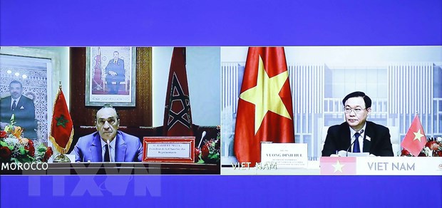 Chủ tịch Quốc hội Vương Đình Huệ hội đàm trực tuyến với Chủ tịch Hạ viện Maroc - Ảnh 2