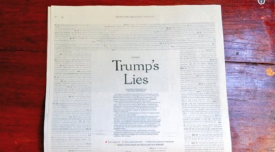 New York Times đăng kín 1 trang các phát ngôn không chính xác của ông Trump - Ảnh 1