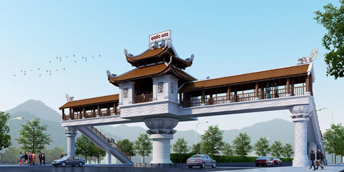 Cổng chào huyện Quốc Oai lấy ý tưởng từ chùa Thầy - Ảnh 1