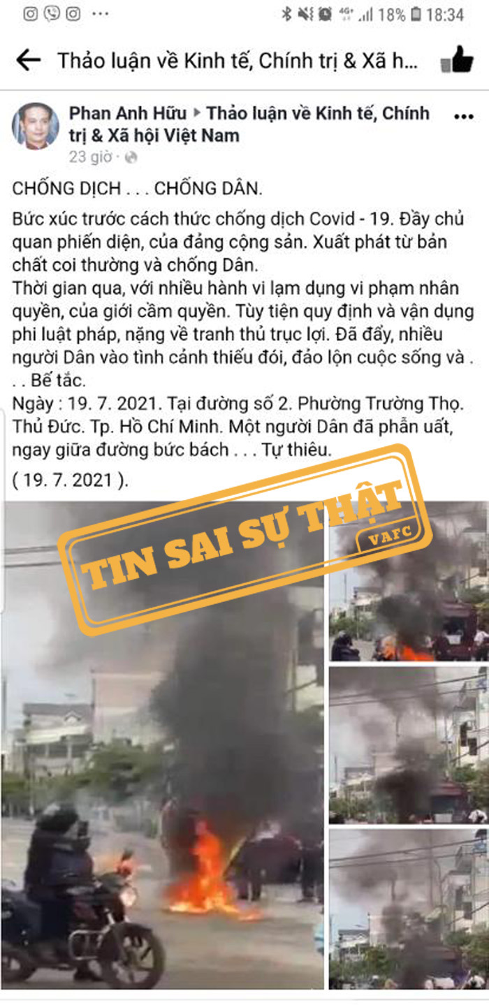 TP Hồ Chí Minh: Khởi tố đối tượng đăng tin giả người dân tự thiêu ở TP Thủ Đức - Ảnh 1