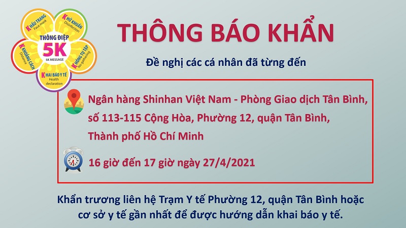 TP Hồ Chí Minh: Thông báo tìm người đến ngân hàng Shinhan chi nhánh Tân Bình - Ảnh 1