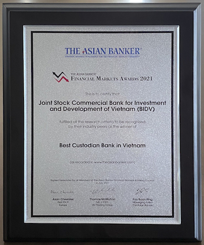 BIDV nhận giải “Ngân hàng lưu ký - giám sát tốt nhất Việt Nam 2021” - Ảnh 1