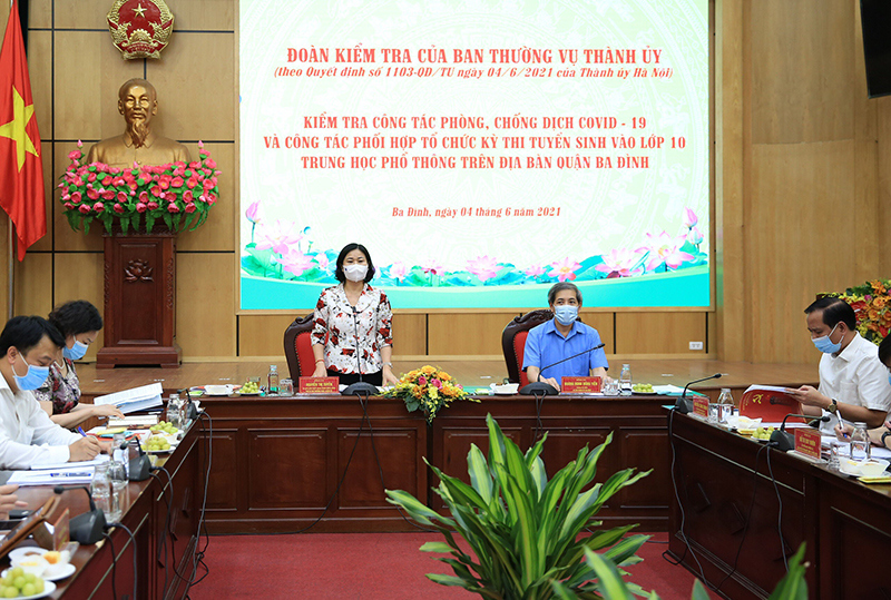 Phó Bí thư Thường trực Thành ủy Nguyễn Thị Tuyến:  Quận Ba Đình phải đảm bảo kỳ thi vào lớp 10 diễn ra an toàn - Ảnh 1