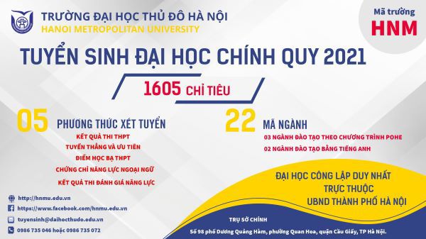 Trường Đại học Thủ đô Hà Nội tuyển sinh theo 5 phương thức - Ảnh 1