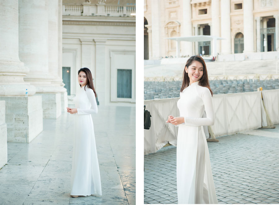 Á hậu Việt Nam diện áo dài tham quan Tòa thánh Vaticane - Ảnh 6