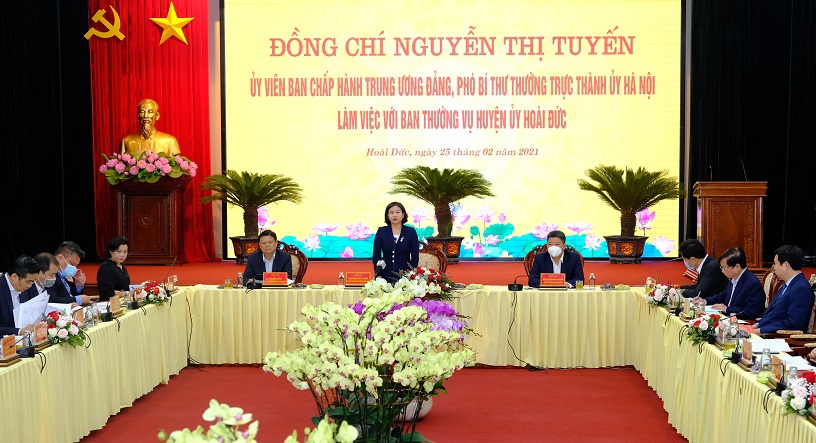 Phó Bí thư Thường trực Thành ủy Nguyễn Thị Tuyến: Tập trung phát triển huyện Hoài Đức thành quận - Ảnh 1