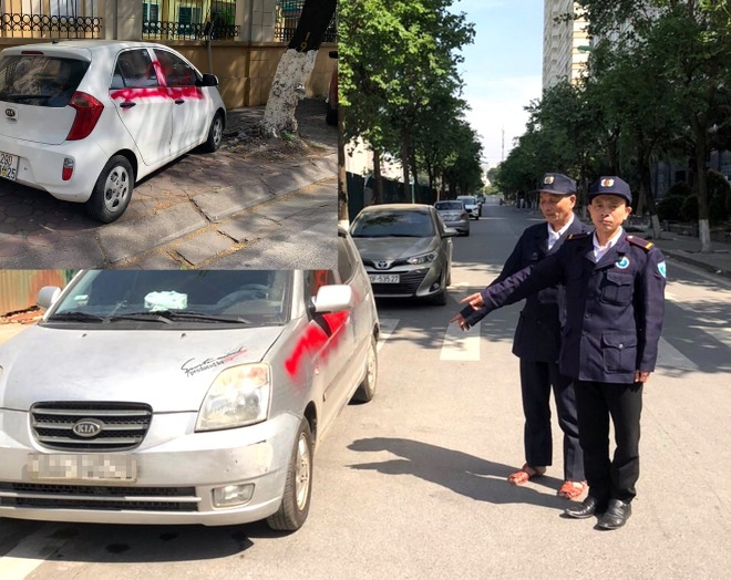 Ô tô không gửi vào bãi, nhóm bảo vệ chung cư dùng sơn xịt hàng loạt xe của cư dân ở Hà Đông - Ảnh 1