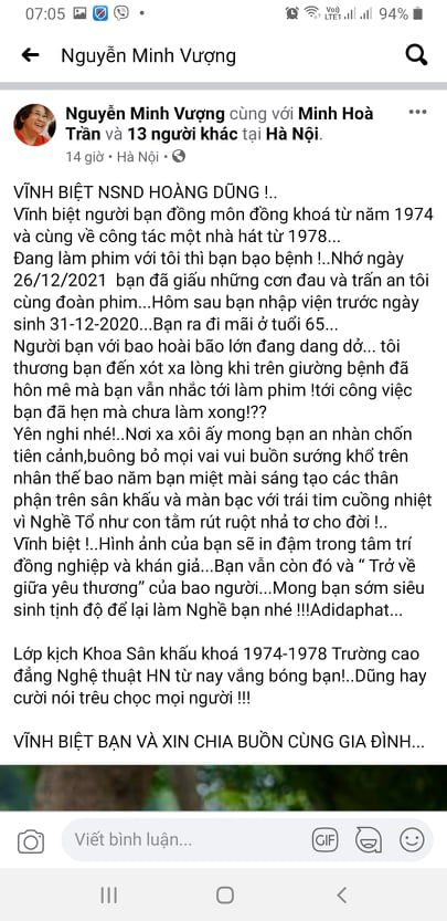 Nghệ sĩ Việt chia sẻ những kỷ niệm làm nghề với NSND Hoàng Dũng - Ảnh 1