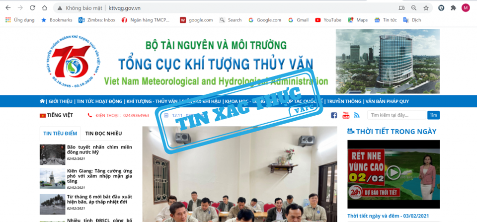 Website và tài khoản fanpage chính thức của Trung tâm Dự báo khí tượng thủy văn quốc gia - Ảnh 1