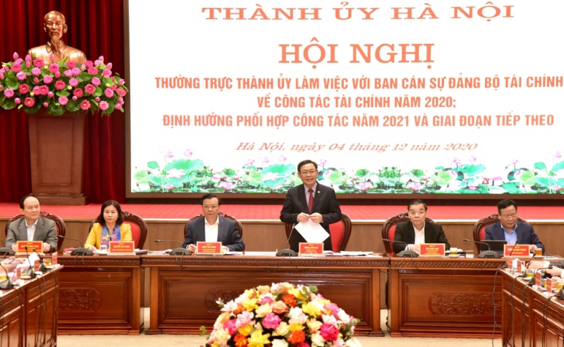 Thường trực Thành uỷ Hà Nội làm việc với Ban cán sự Đảng Bộ Tài chính: Tháo gỡ vướng mắc để tăng nguồn lực cho đầu tư phát triển - Ảnh 1