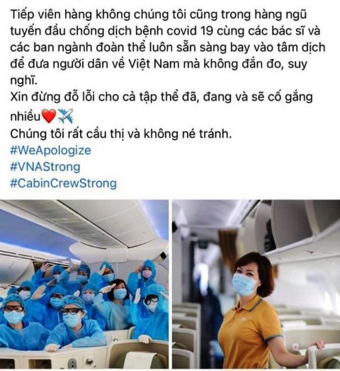 Sau Vietnam Airlines, hàng loạt tiếp viên của hãng treo hashtag xin lỗi - Ảnh 1