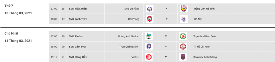Lịch thi đấu chi tiết đấu bù vòng 3 - giai đoạn 1 V-League 2021 - Ảnh 2