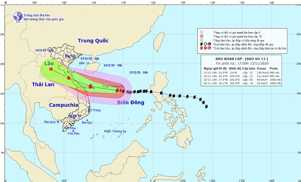 Bão số 13 đang tiến nhanh về vùng biển Quảng Bình – Quảng Ngãi - Ảnh 1