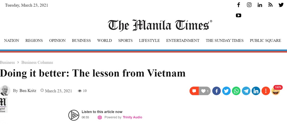 Báo Philippines phân tích 4 “sách lược” chống dịch Covid-19 đáng học hỏi của Việt Nam - Ảnh 1