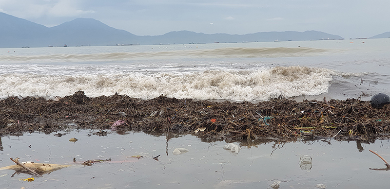 Ảnh: Lượng rác khổng lồ tấp vào bãi biển Đà Nẵng sau bão Vamco - Ảnh 2