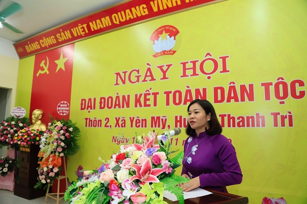 Phó Bí thư Thường trực Thành ủy Nguyễn Thị Tuyến dự Ngày hội Đại đoàn kết toàn dân tộc tại Thanh Trì - Ảnh 1