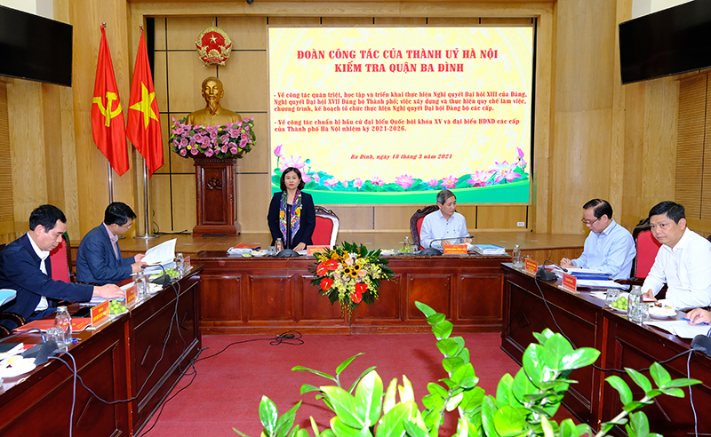 Phó Bí thư Thường trực Thành uỷ Nguyễn Thị Tuyến: Quận Ba Đình cần đảm bảo đủ các điều kiện để công tác bầu cử diễn ra an toàn - Ảnh 1