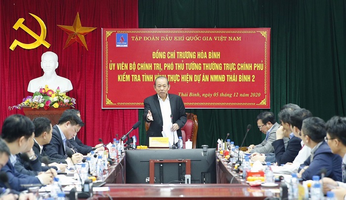 Phó Thủ tướng Thường trực kiểm tra tiến độ thi công nhà máy Nhiệt điện Thái Bình 2 - Ảnh 1