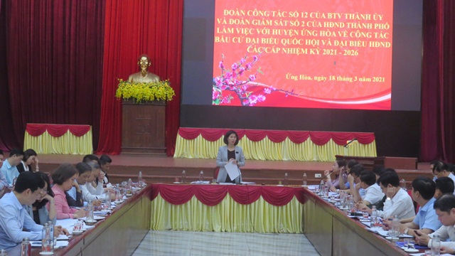 Phó Chủ tịch HĐND TP Phùng Thị Hồng Hà: Huyện Ứng Hòa cần chuẩn bị tốt các điều kiện để công tác bầu cử đạt hiệu quả cao - Ảnh 1