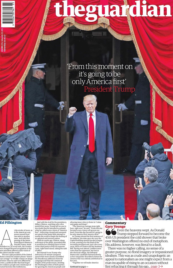 Lễ nhậm chức của ông Trump trên trang nhất báo chí quốc tế - Ảnh 1