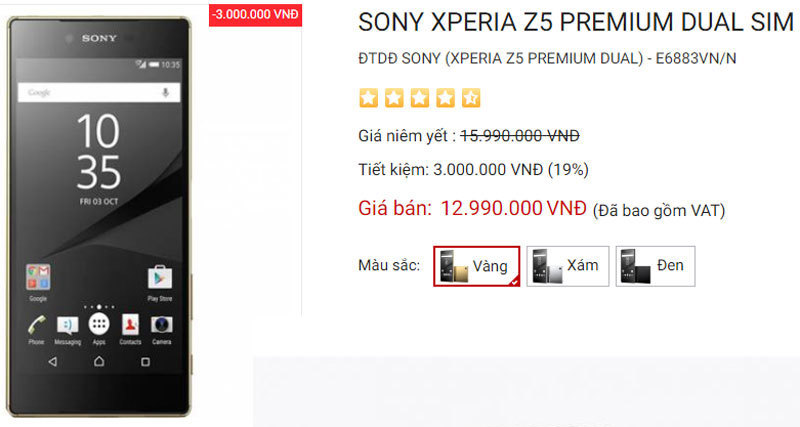 Sony Xperia Z5 Premium giảm giá bán xuống còn 12,99 triệu đồng - Ảnh 1