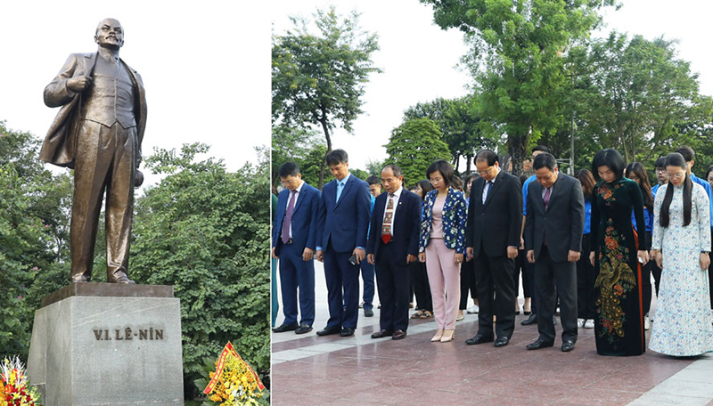 Lãnh đạo thành phố Hà Nội đặt hoa tưởng niệm tại Tượng đài V.I.Lênin - Ảnh 1