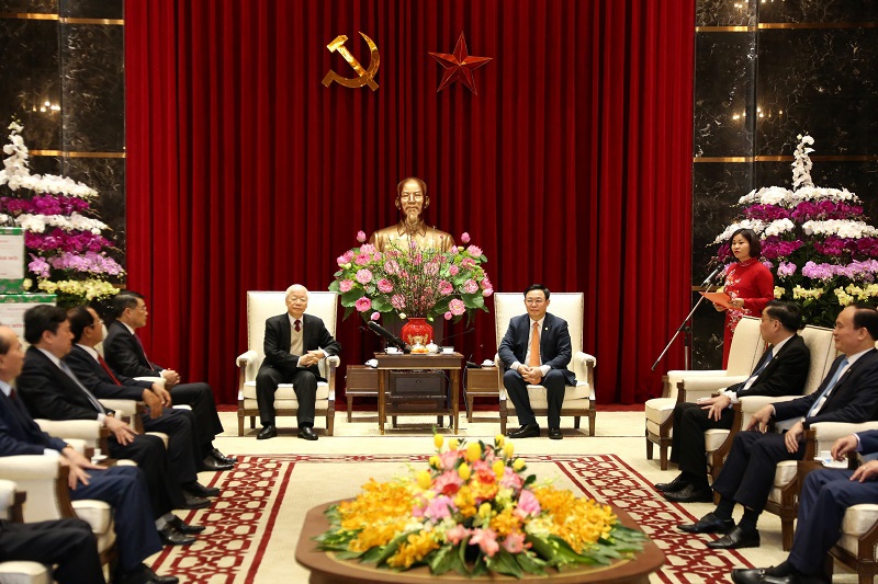 Tổng Bí thư, Chủ tịch nước Nguyễn Phú Trọng thăm, chúc Tết Đảng bộ, Chính quyền và Nhân dân Thủ đô - Ảnh 3