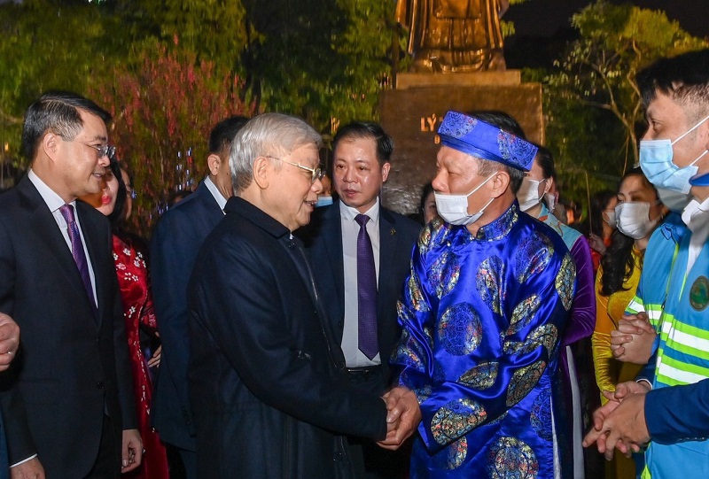 Tổng Bí thư, Chủ tịch nước Nguyễn Phú Trọng thăm, chúc Tết Đảng bộ, Chính quyền và Nhân dân Thủ đô - Ảnh 5