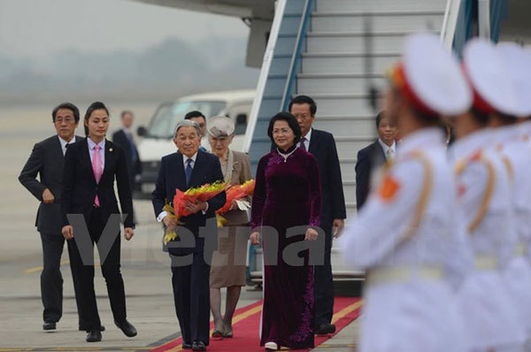 Nhật hoàng và Hoàng hậu tới sân bay Nội Bài, bắt đầu thăm Việt Nam - Ảnh 3