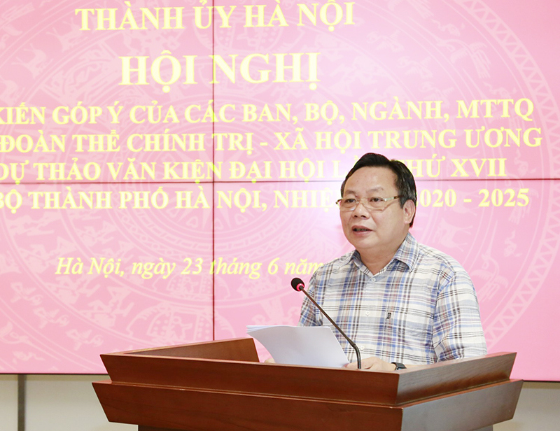 Hà Nội lấy ý kiến bộ, ban, ngành Trung ương vào Dự thảo Văn kiện Đại hội lần thứ XVII Đảng bộ thành phố - Ảnh 2