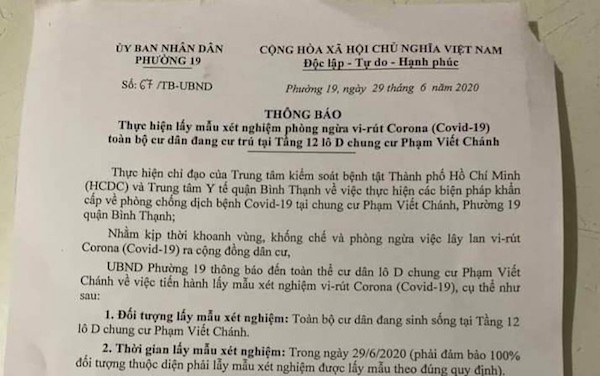 TP Hồ Chí Minh: Xét nghiệm cả tầng chung cư vì 1 ca nghi tái mắc Covid-19 - Ảnh 2