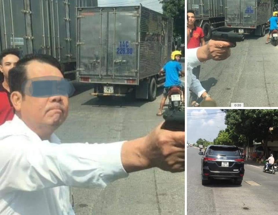 Công an TP Bắc Ninh triệu tập người đàn ông dùng súng đe dọa lái xe tải - Ảnh 1