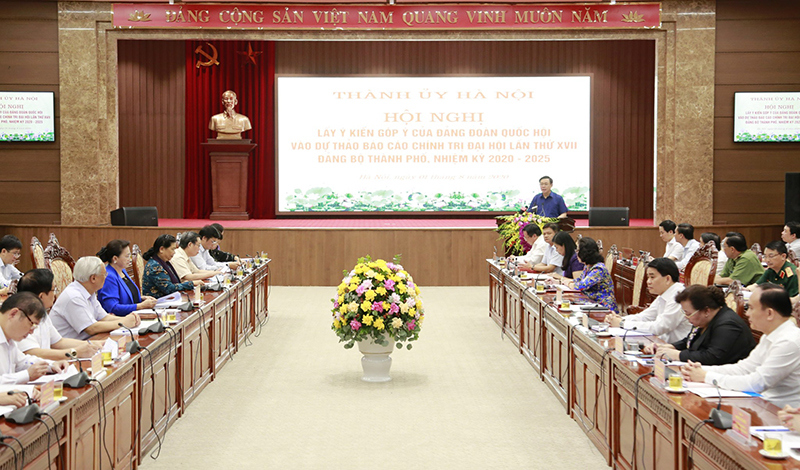 Hà Nội lấy ý kiến Đảng đoàn Quốc hội vào Dự thảo Văn kiện Đại hội lần thứ XVII Đảng bộ thành phố - Ảnh 1