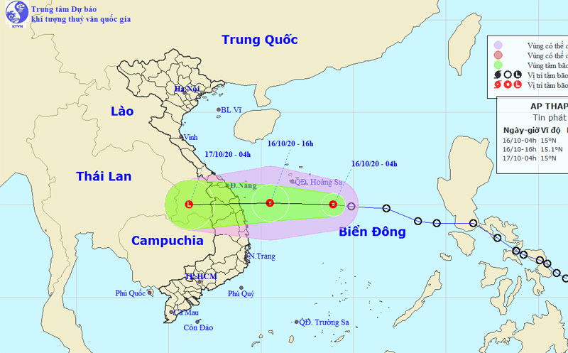 Áp thấp nhiệt đới có khả năng mạnh thêm, sẽ đổ bộ vào Đà Nẵng - Khánh Hòa - Ảnh 1