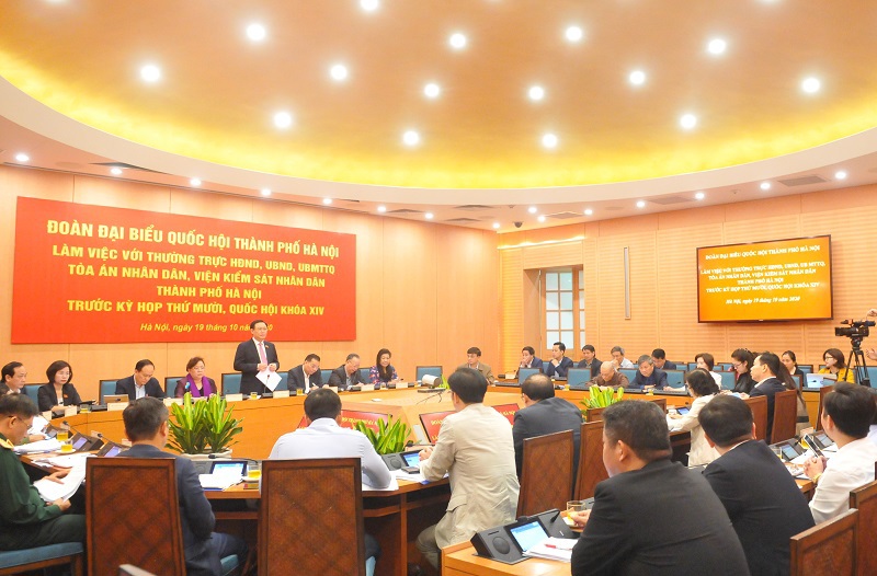 Đoàn Đại biểu Quốc hội TP Hà Nội làm việc với các cơ quan trước Kỳ họp thứ Mười, Quốc hội khóa XIV - Ảnh 1
