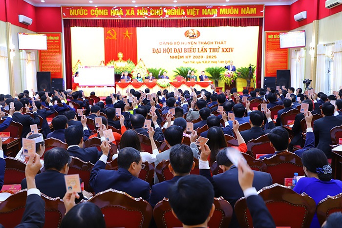 Đại hội đại biểu lần thứ XXIV Đảng bộ huyện Thạch Thất nhiệm kỳ 2020-2025 - Ảnh 5