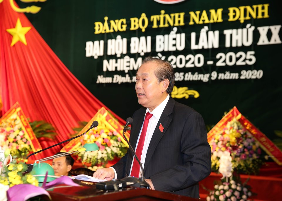Phó Thủ tướng Thường trực Trương Hòa Bình chỉ đạo Đại hội Đảng bộ tỉnh Nam Định - Ảnh 1