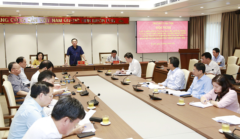 Hà Nội lấy ý kiến bộ, ban, ngành Trung ương vào Dự thảo Văn kiện Đại hội lần thứ XVII Đảng bộ thành phố - Ảnh 1