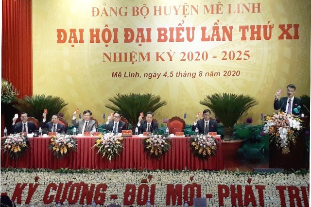 Rút ngắn thời gian tổ chức Đại hội Đảng bộ huyện Mê Linh do dịch Covid-19 - Ảnh 1