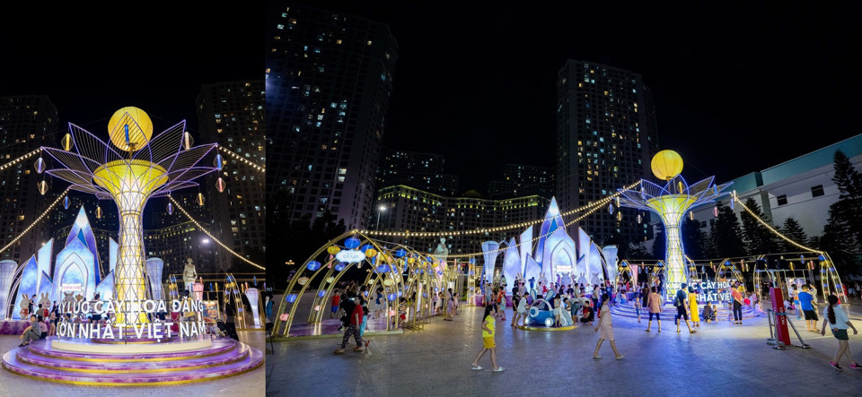 Người dân Thủ đô hào hứng check-in với cây đèn lồng Hoa Đăng lớn nhất Việt Nam - Ảnh 1