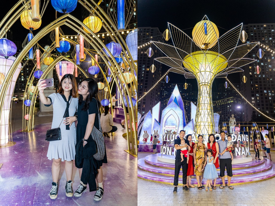Người dân Thủ đô hào hứng check-in với cây đèn lồng Hoa Đăng lớn nhất Việt Nam - Ảnh 2