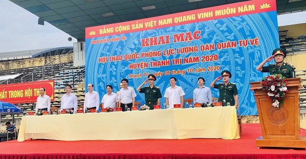 Sôi nổi Hội thao Quốc phòng lực lượng dân quân tự vệ huyện Thanh Trì năm 2020 - Ảnh 1