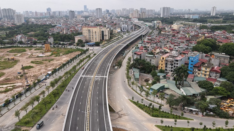 Toàn cảnh đường Vành đai 3 trên cao đoạn Mai Dịch - Nam Thăng Long trước ngày thông xe - Ảnh 1