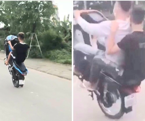 Hà Nội: Nam thanh niên đi xe máy "diễn xiếc" trên đường bị phạt hơn 4 triệu đồng - Ảnh 1