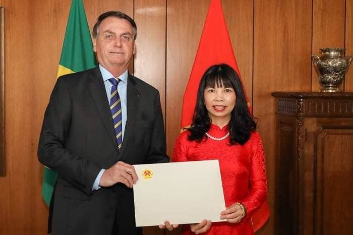 Đại sứ Phạm Thị Kim Hoa trình Ủy nhiệm thư lên Tổng thống Brazil Jair Bolsonaro - Ảnh 1