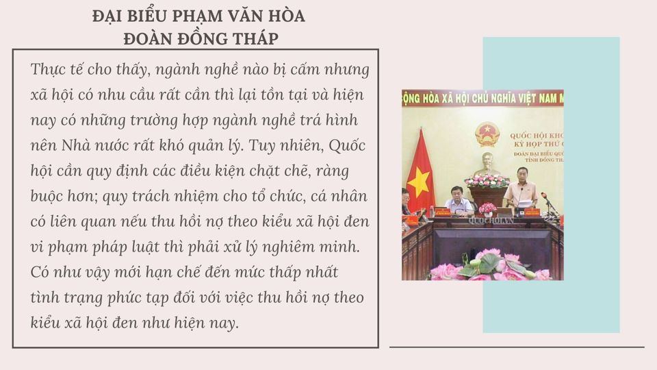 Đại biểu Quốc hội kiến nghị phải cấm kinh doanh dịch vụ đòi nợ, quản lý chặt chẽ đầu tư nước ngoài - Ảnh 1