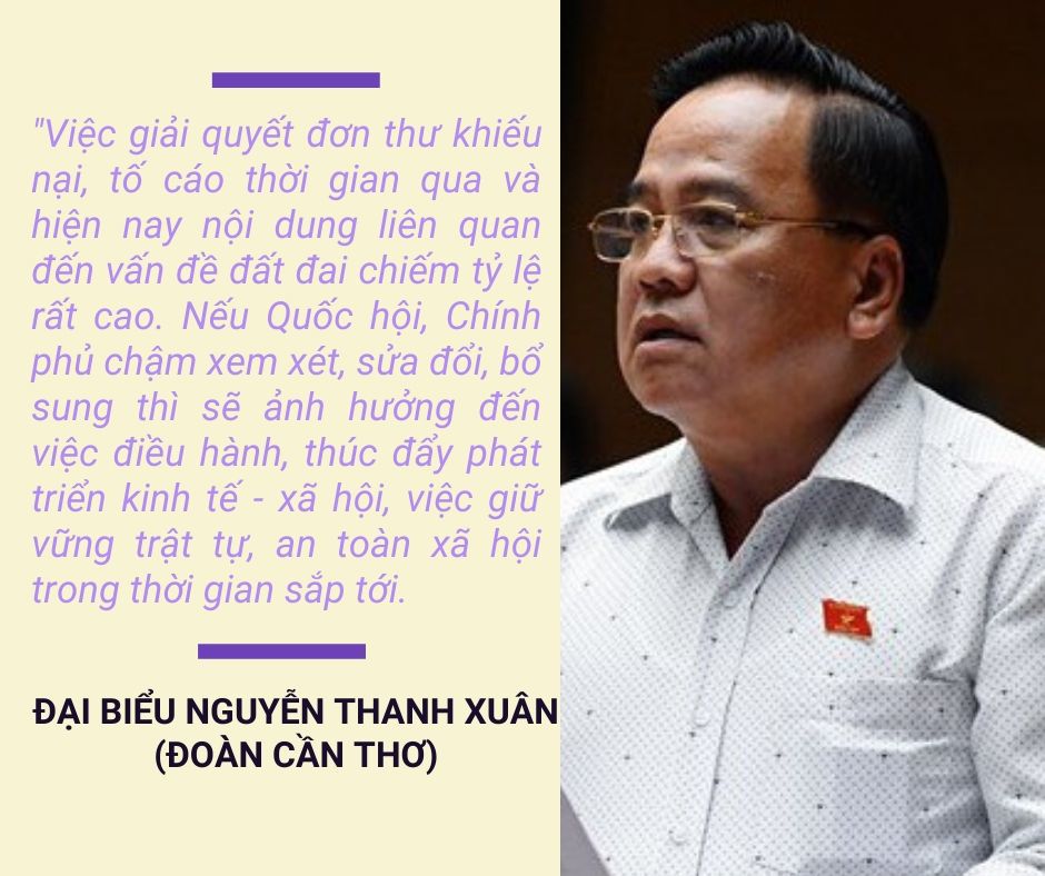 đại biểu quốc hội Nguyễn Thanh Xuân bức xúc vì trì hoãn Luật Đất đai