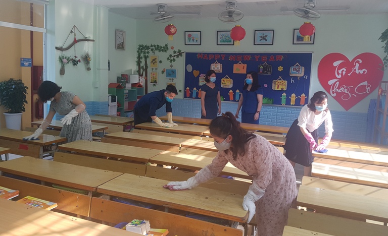 Các trường mầm non, tiểu học quận Hoàng Mai sẵn sàng đón học sinh trở lại - Ảnh 1